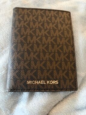 Michael Kors Brown MK Monogram Card & Passport Cover